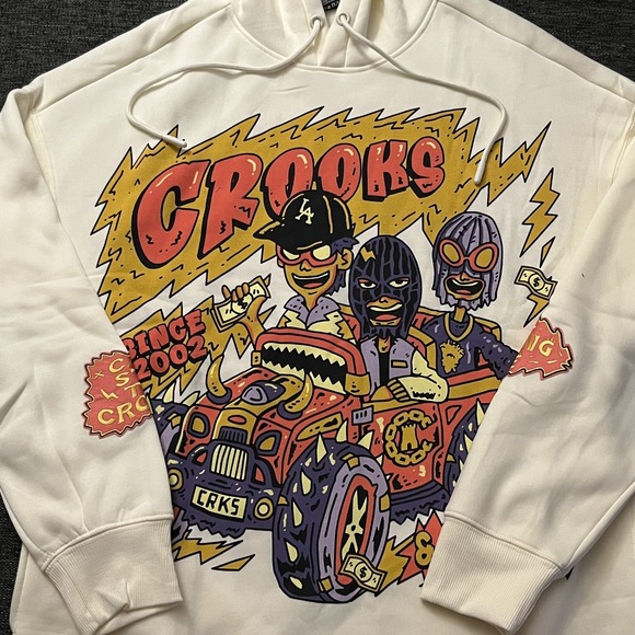 Crooks & Castles Hoodie Mens Medium Oversize Robbing Hotrod Graphic 2000s‎ - Picture 2 of 16